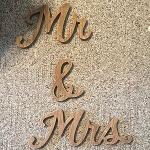 Hobby Lobby Mr & Mrs Wood Script Wedding Signs Brown 3pc